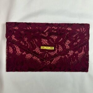 IMAN Burgundy Merlot lace clutch bag